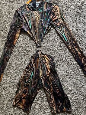 Unique 2 Piece Shorts Jumper connected by a Ring, Size S